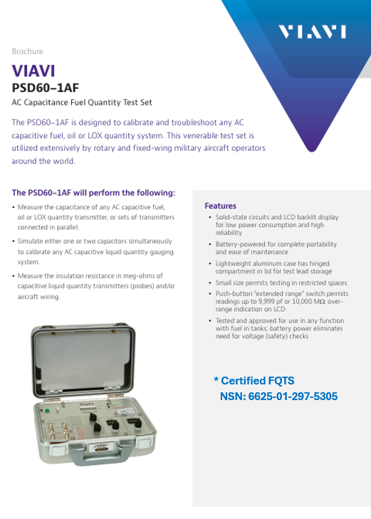 VIAVI PSD60-1AF Military AC Fuel Capacitance Test Set
