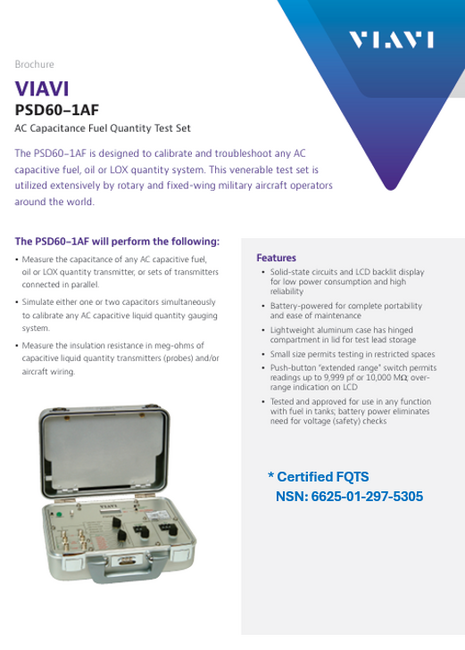 VIAVI PSD60-1AF Military AC Fuel Capacitance Test Set